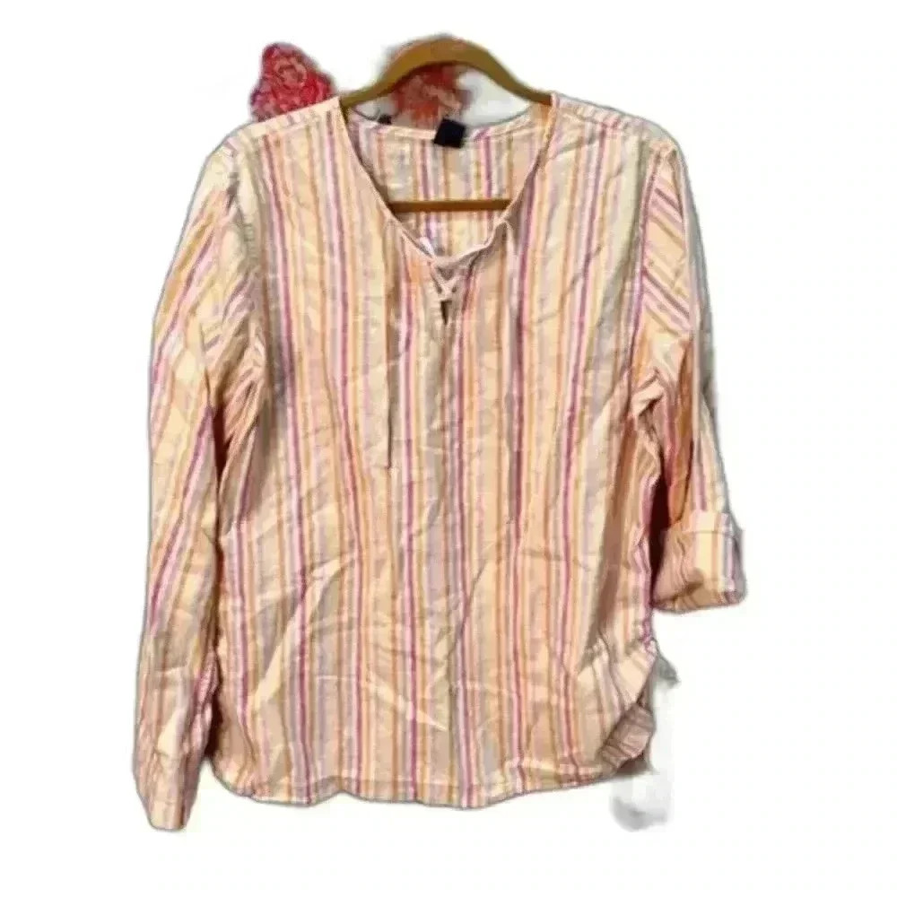 Vintage Gap Boho Pastel Striped Shirt‎ Women's Size XL